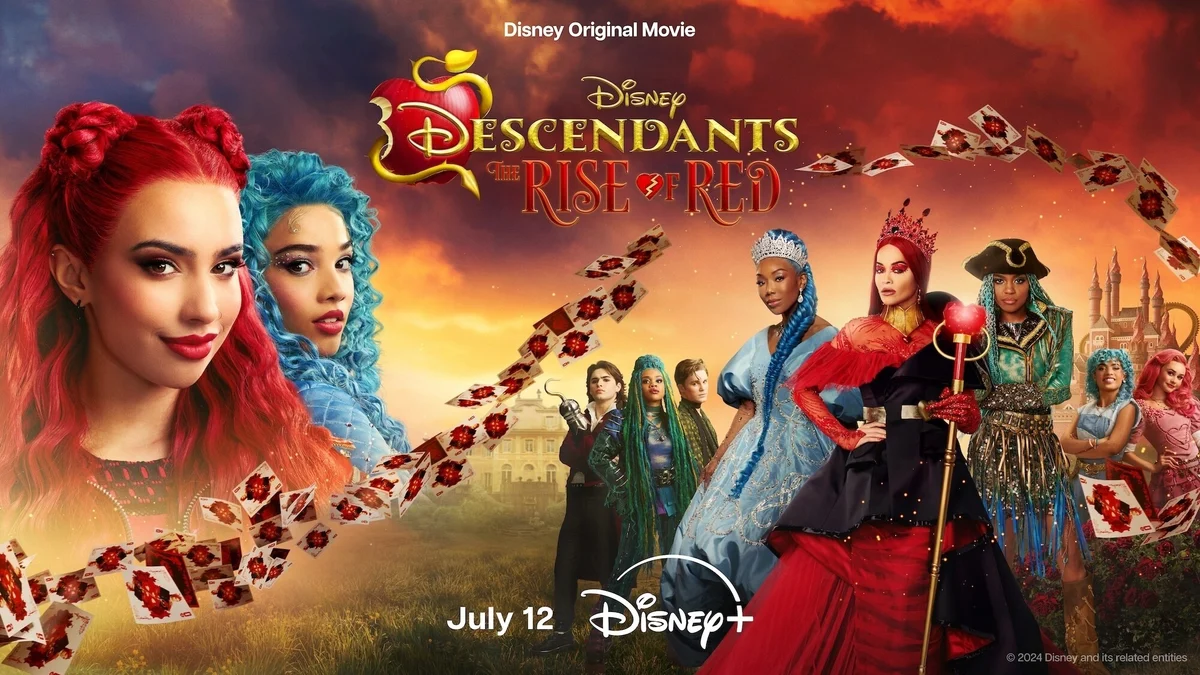 Official Descendants: The Rise of Red artwork featuring Red, Chloe and the supporting cast.