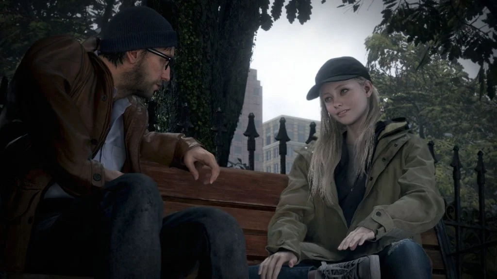 Rose on a bench in a promotional screenshot from Shadows of Rose