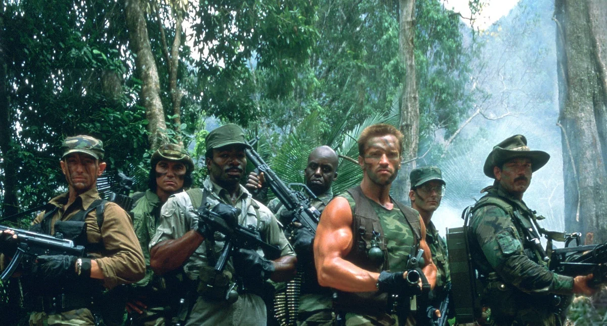 Dutch and his team in the jungle in Predator (1987)